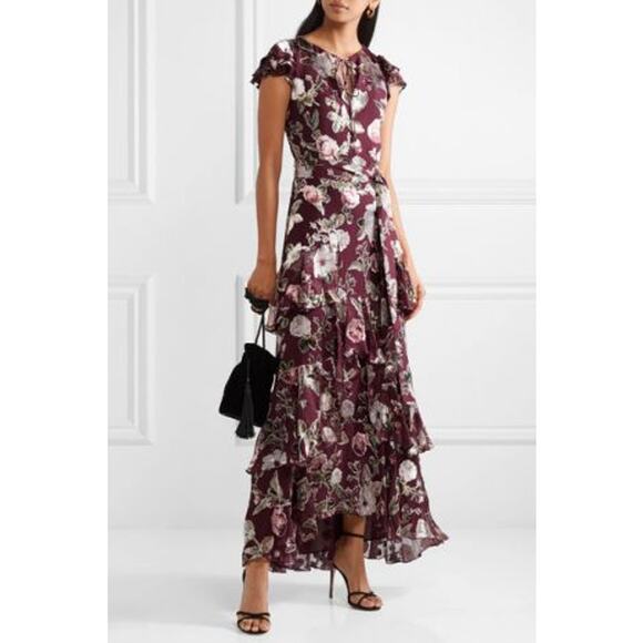 ALICE + OLIVIA Jenny tiered floral-print fil coupé chiffon maxi dress